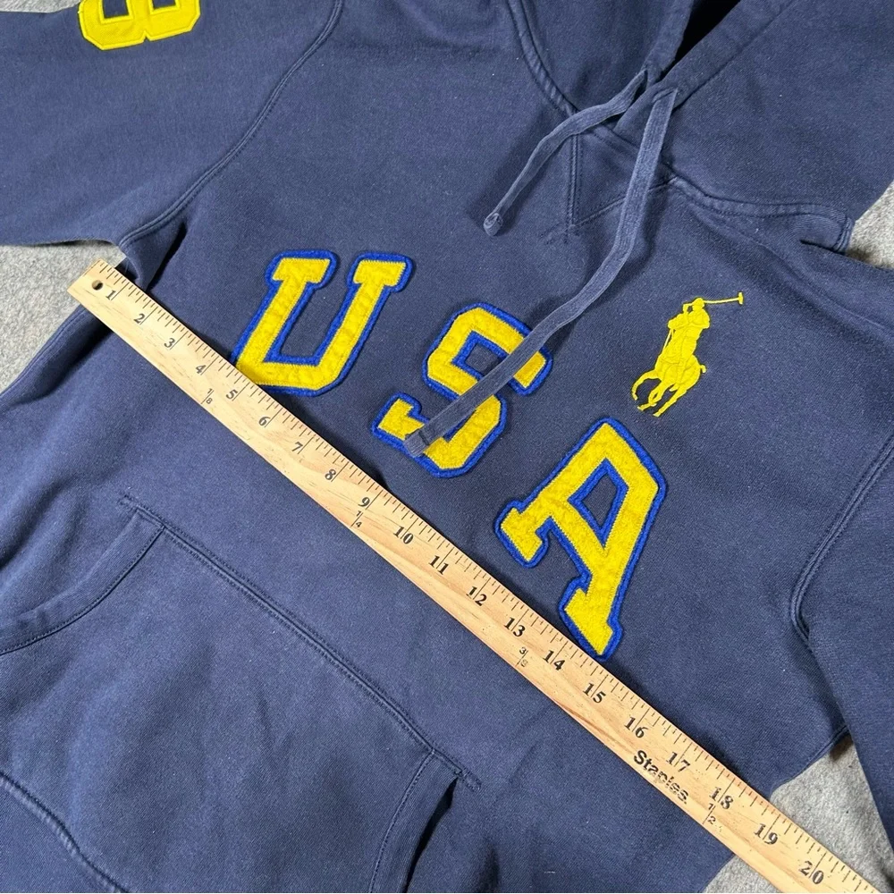Polo by Ralph Lauren Navy Hoodie with Yellow USA Appliqué